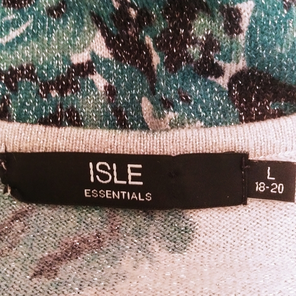 Sweater Long Sleeve Light weight Floral Metallic design Size L - Picture 7 of 9